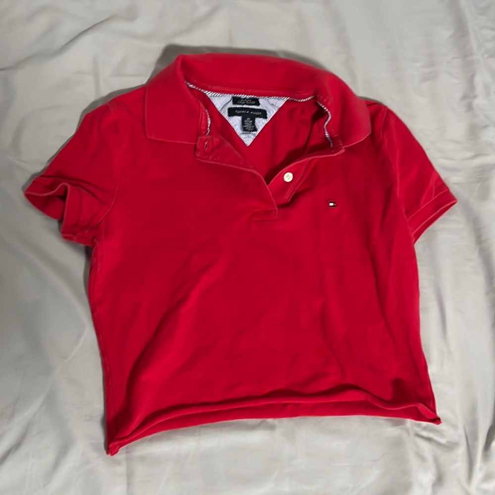 EUC tommy hilfiger red polo cropped